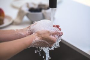 Washing hands with soap