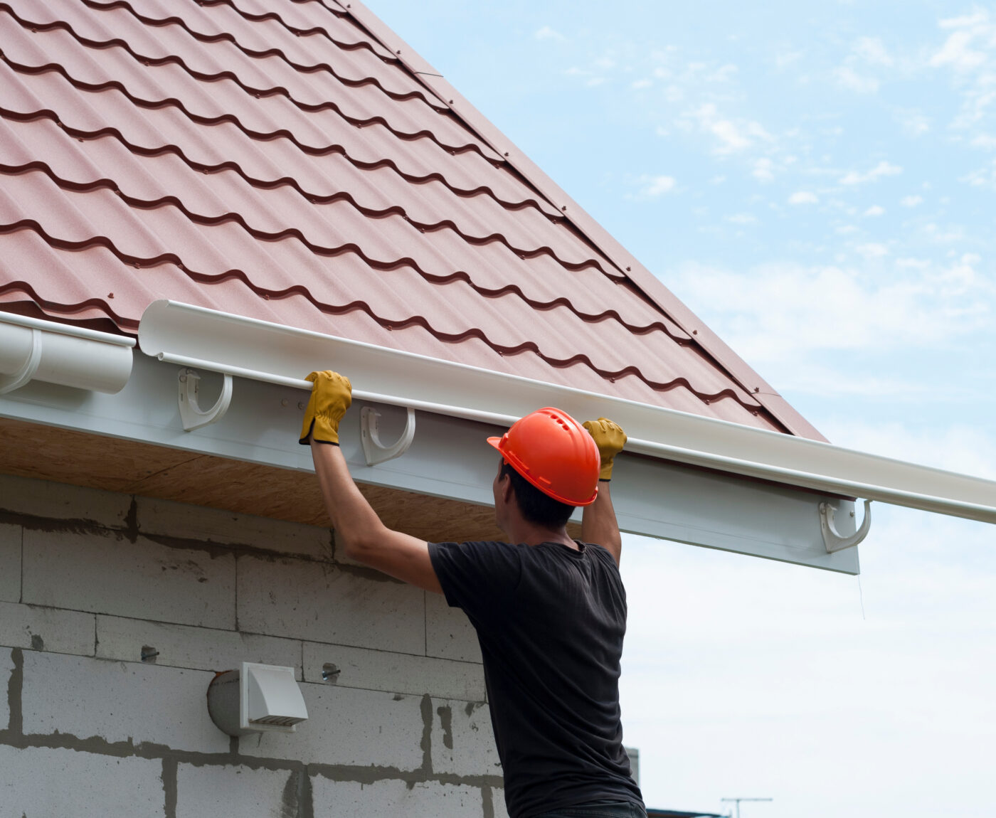 New gutter repair installation