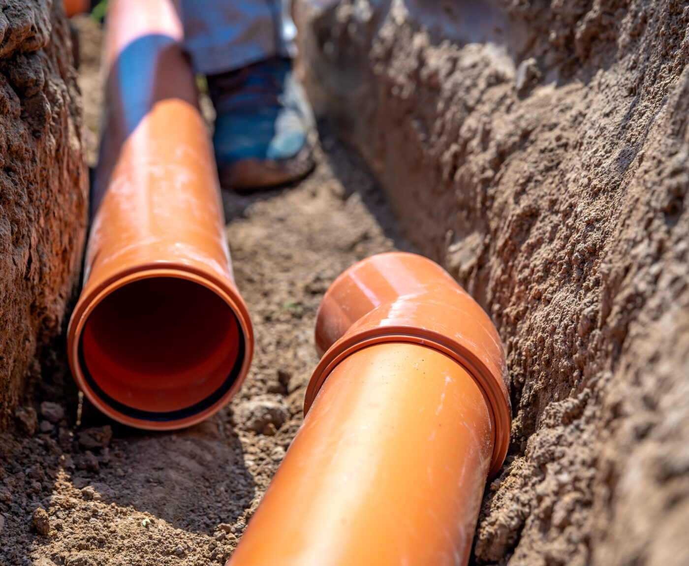 Laying drain pipes